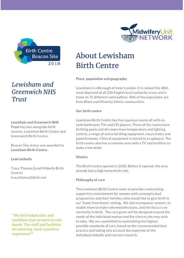 Lewisham and Greenwich Beacon Site Summary
