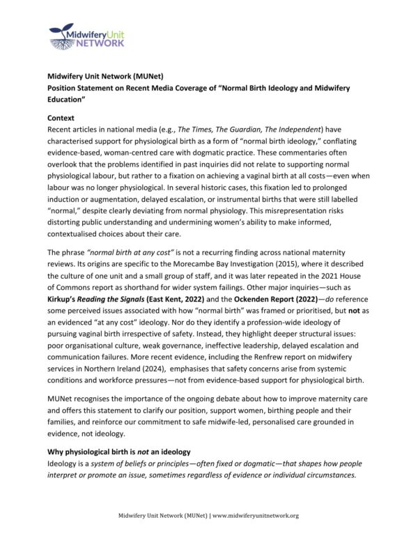 MUNet Position Statement